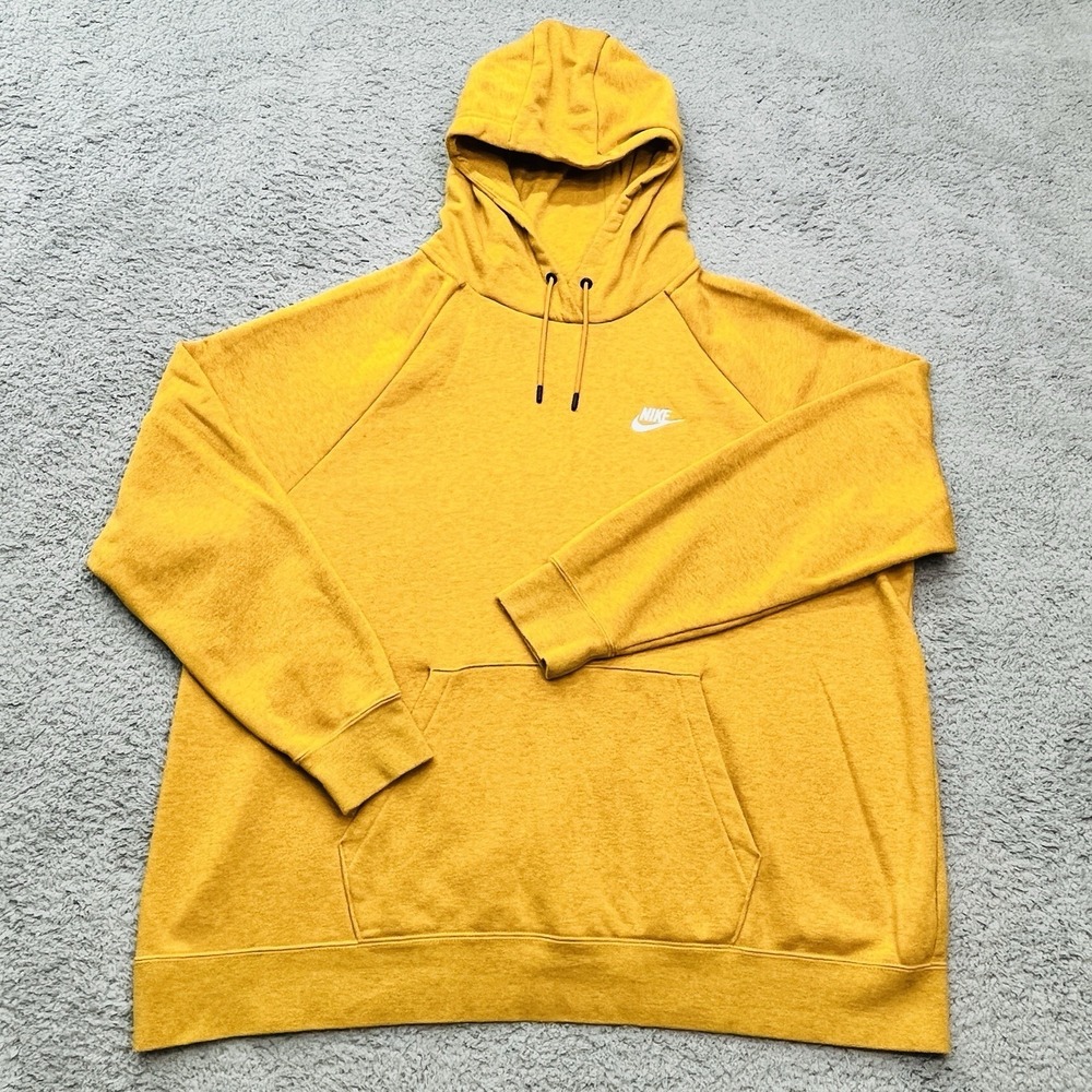 Nike Essential‎ Mustard Heather Fleece Hoodie Womens 2X Gold Pullover Streetwear